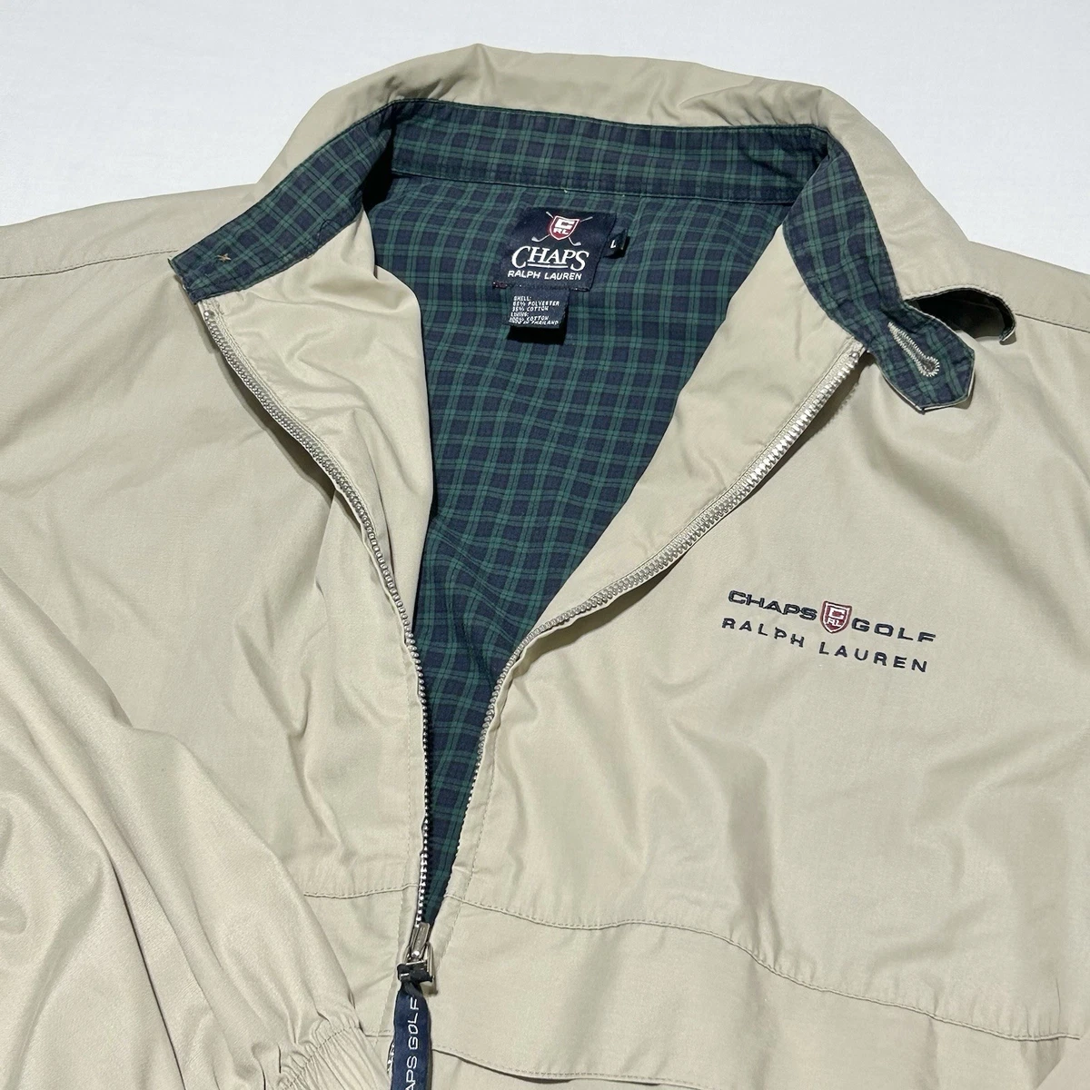 Vintage Ralph Lauren Chaps Golf Harrington Jacket Mens L - Beige