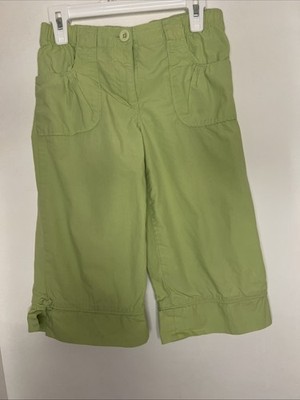 Girl s LL Bean Spring Green Capri Length Pants 100% Cotton Size 6X/7