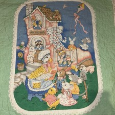 Vintage Mother Goose Home Sweet Quilt Blanket Crib Cranston 34x42.5" Baby Panel