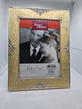 Better Homes & Gardens 5x7 Wedding Photo Frame Yellow Gold Pearl Enamel Silver