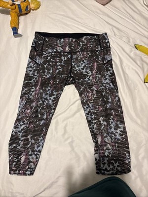 Lululemon High Rise Crop Leggings 8 Floral Dot Pattern Activewear Gym Yoga Dance
