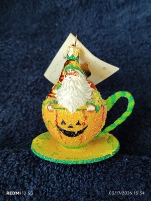 2005 Patricia Breen Tea For Two - Halloween Glass & Glitter Ornament