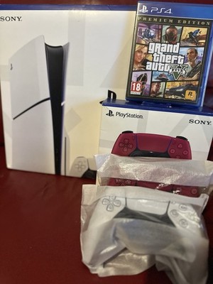 PlayStation 5 Slim Disc Konsole 1TB Weiß 1 Spiel 2 Controller Kabel dabei