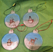 Christmas Ornament Set of 4 Holiday D cor Handmade in USA Tree Decorations