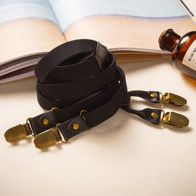 Vintage Black Suspenders Unisex Y-shaped 3clips Back Straps Braces Formal Wear
