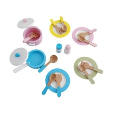 Wooden Toy Plates and Dishes Gift Role Play Wooden Play Kitchen Accessories
