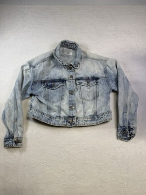Celebrity Pink Girls Denim Trucker Jacket Size S (3-5) Distress Look Light Blue