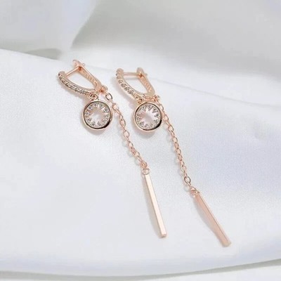 1.85CT Rose Gold Plated Lab Created Diamond Long Drop & Dangle Women's Earring