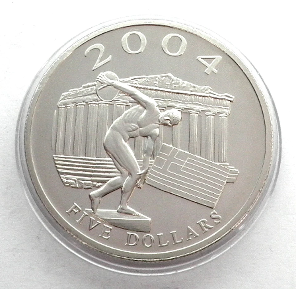 LIBERIA 5 DOLLARS 2003 Proof, Athens Olympic Games 2004 - Discus Throw. BB28 - Image 3 of 4