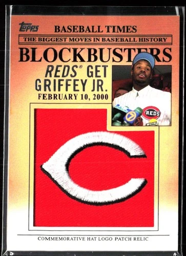 KEN GRIFFEY JR. JERSEY LOGO HAT PATCH $$ Relic Topps Baseball Card MARINERS REDS