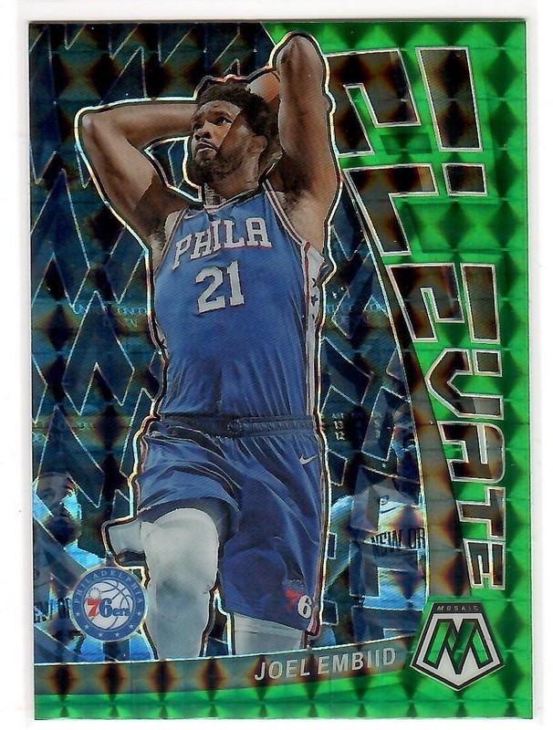 2022-23 Panini Mosaic #12 Joel Embiid Elevate Mosaic Green prizm 76ers