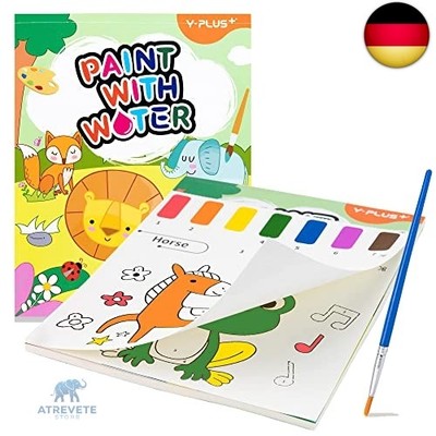 YPLUS Malbuch mit Wasserfarben für Kleinkinder, Aquarell-Malpapier für Kinder i
