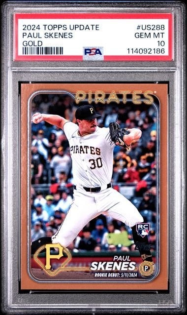 Graded 2024 Topps Update Paul Skenes #US288 Gold /2024 Rookie RC PSA 10