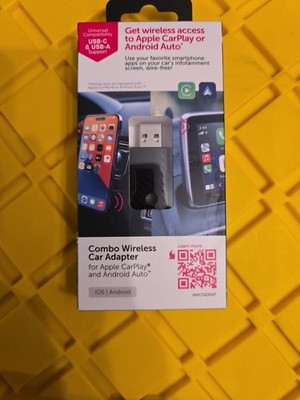 Aluratek - Apple CarPlay Android Auto Wireless Car Adapter AWCGD02F USB-C USB-A