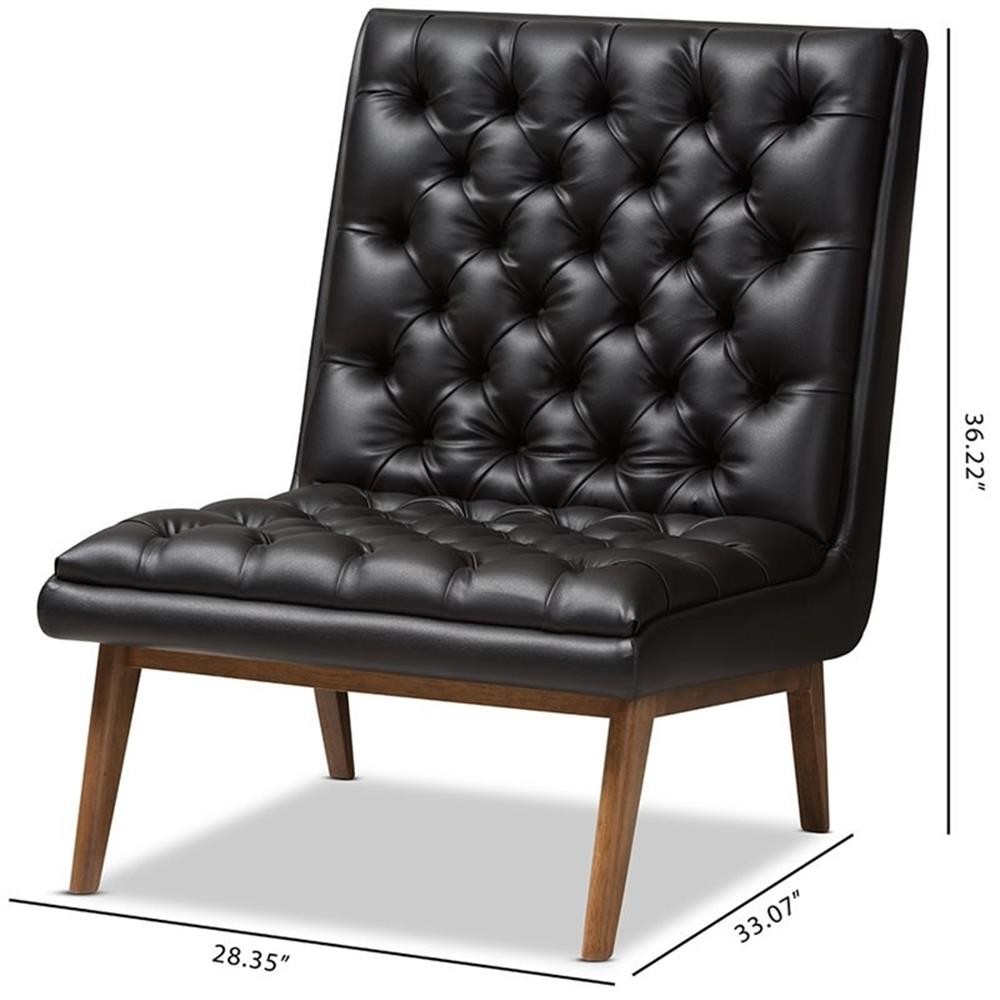 Baxton Studio Annetha Tufted Faux Leather Accent Chair in Black
