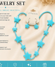 CT COLOR Blue Star Beaded Jewelry Set for Unisex Kids - Necklace Earrings