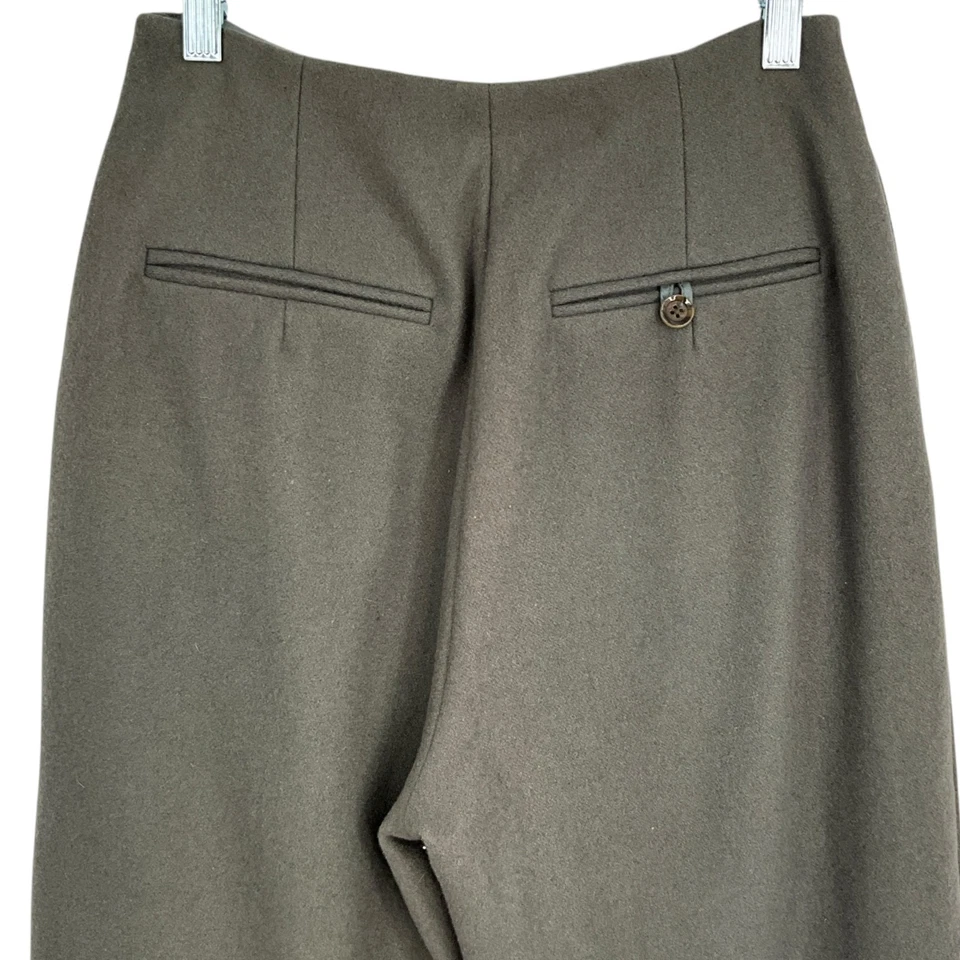 Pantalones al Tobillo Petite Studio NYC Gretel Lana Verde Oscuro Botón Mosca Talla Pequeña S Foto 4 de 4