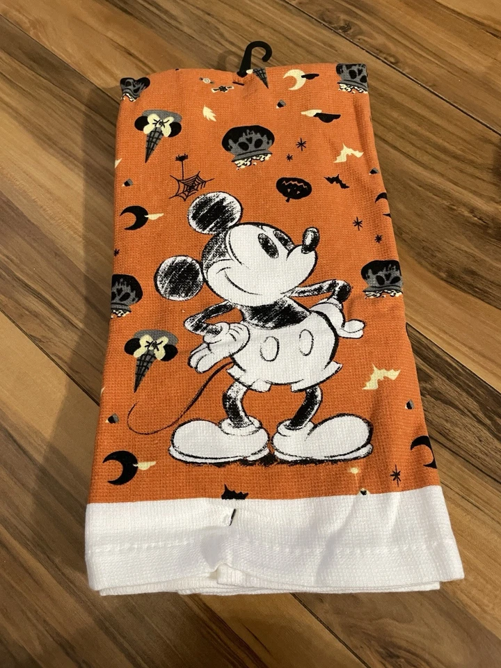 Disney MICKEY MOUSE FALL 2 PACK Hanging Kitchen TOWEL NEW Disney Orange Black - Image 4 of 4