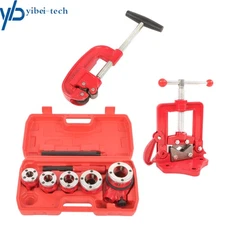 Pipe Threader Ratchet Typeand Pipe Cutter Threading Tool with 5Dies Set Handheld