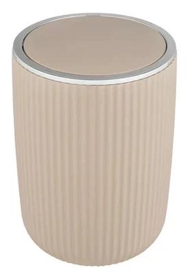 WENKO Schwingdeckeleimer Agropoli L Kosmetikeimer mit Schwingdeckel 5,5 l Beige - Bild 1 von 2