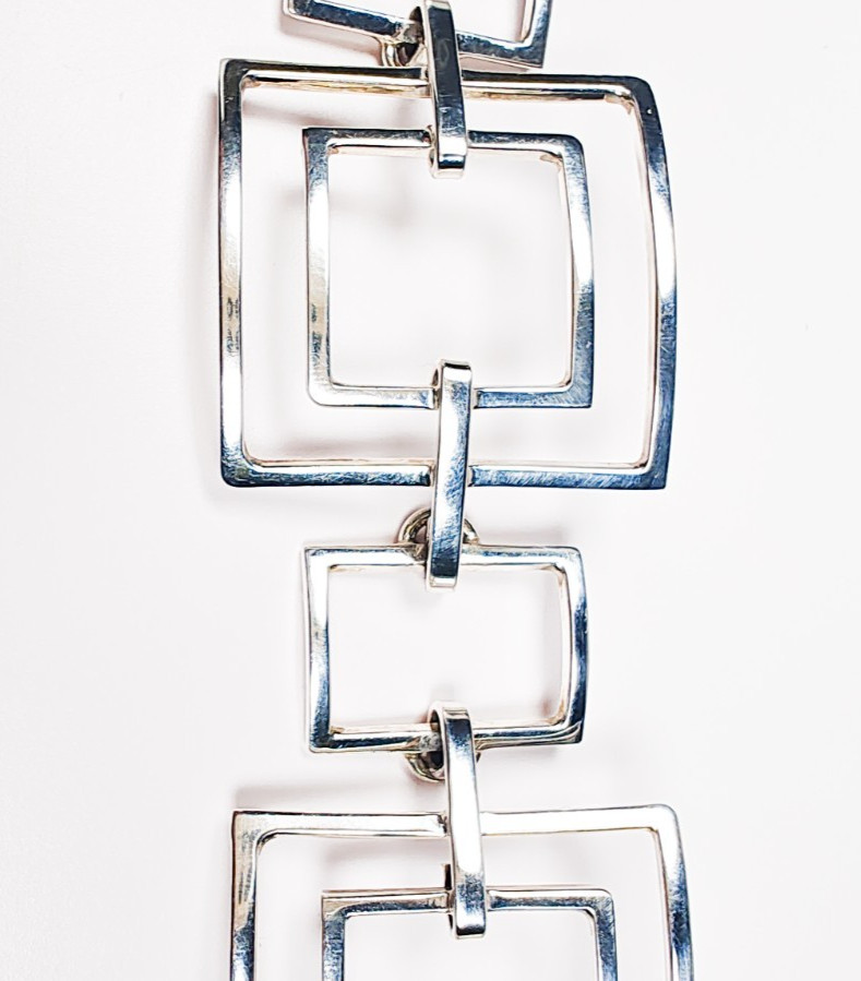 925 Sterling Silver Rectangle Link Toggle Bracele… - image 11
