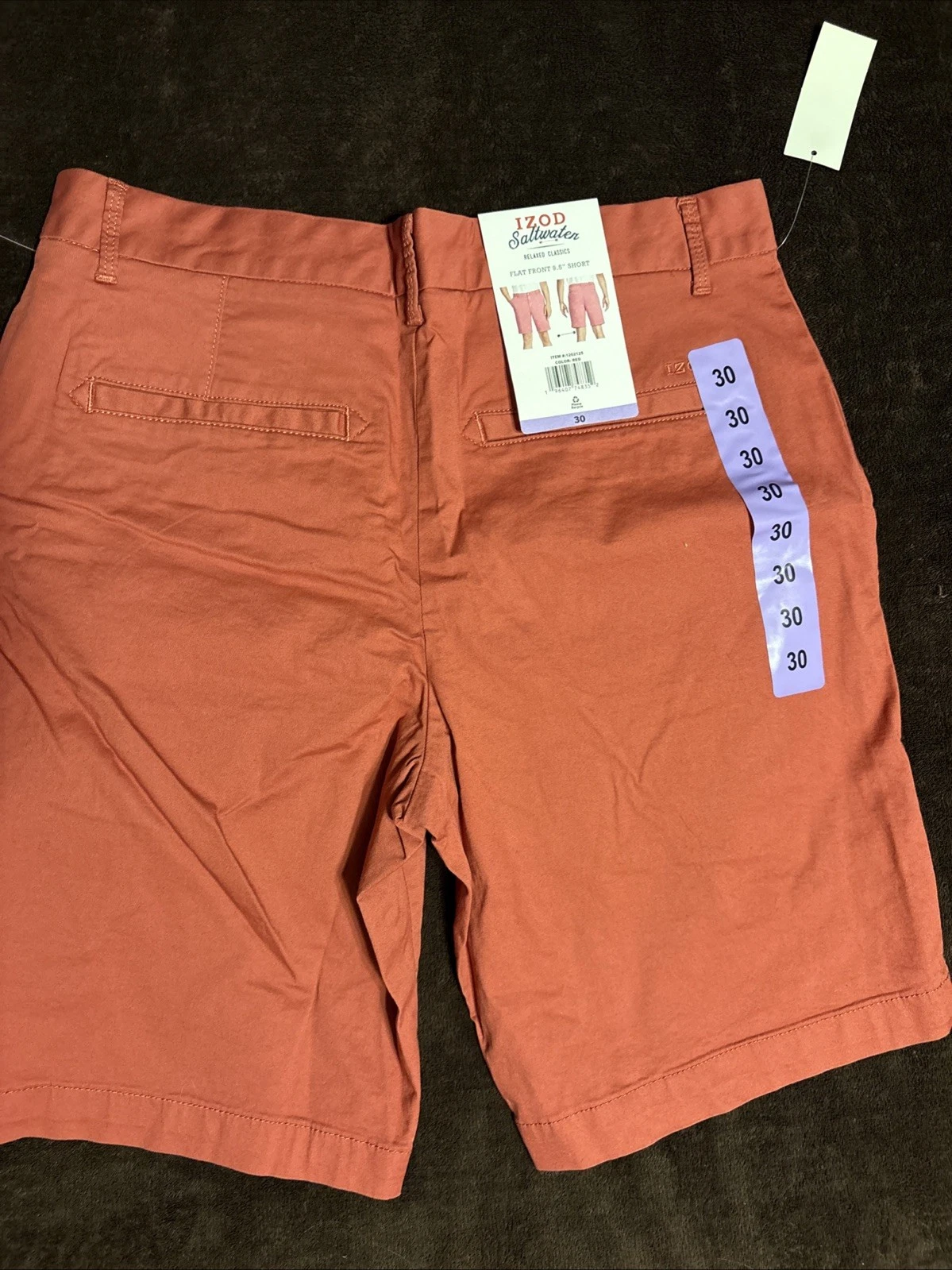 Izod Saltwater Shorts Mens 30 Red Relaxed Classics Flat Front 9.5 Inseam NWT