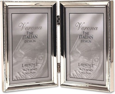 Lawrence Frames Bead Border Design, 4x6 Double, Silver