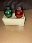 Pottery Barn Red & Green Shiny Ornament Salt & Pepper Shakers Brand New — photo 1