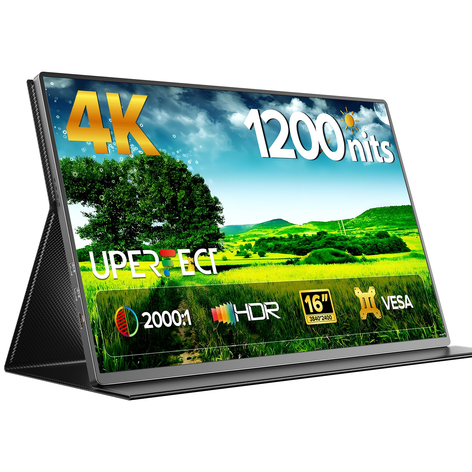 UPERFECT 16" Portable Monitor 4K 3840x2400 Monitor Gaming Monitor 1200nits