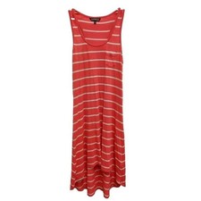 Express Tank Dress Womens Medium Coral White Striped High Low Beach Casual