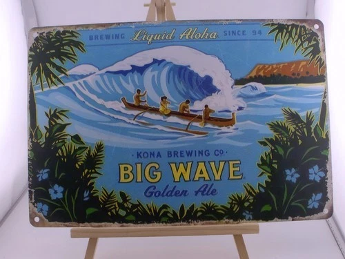 Kona Big Wave Golden Ale Tin Sign Vintage Style Beer Bar Wall Decor 12 x 8