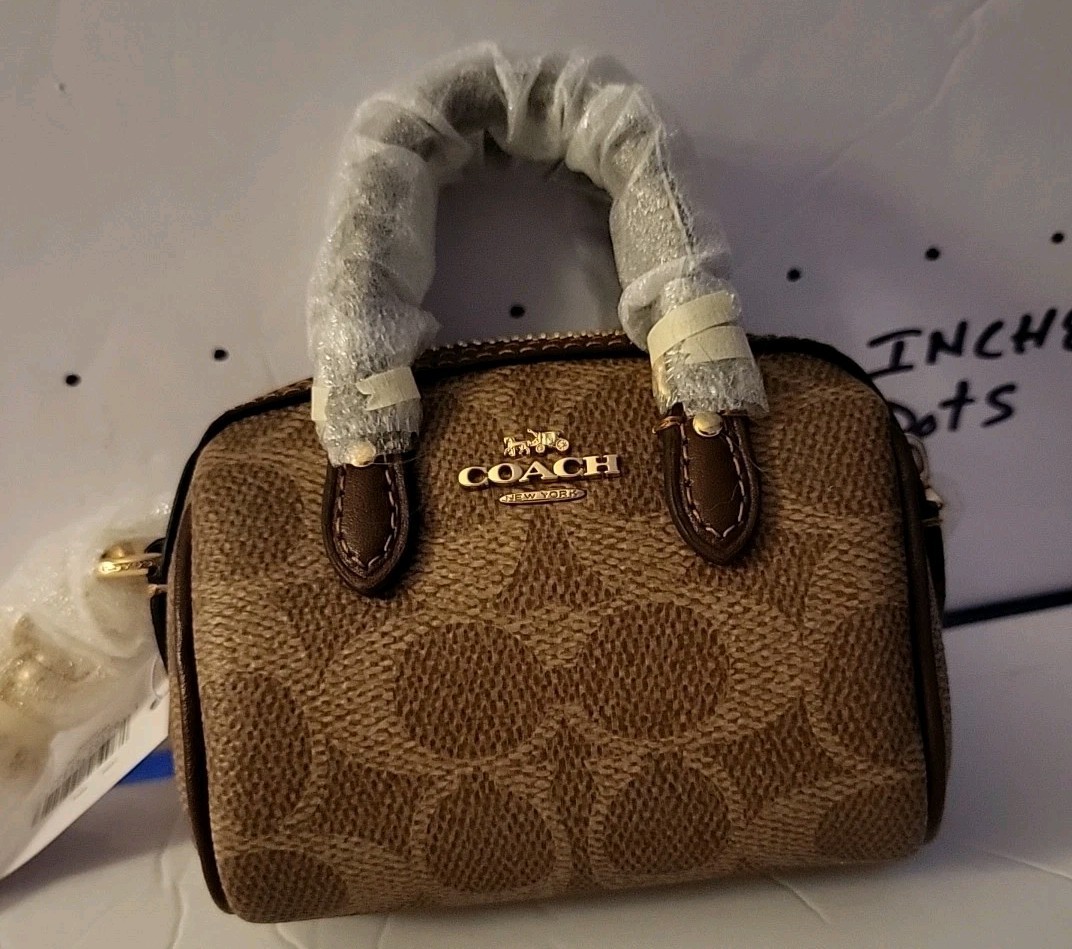Coach Mini Rowan Bag Charm Brown N Tan NWT | eBay