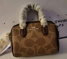 Coach Mini Rowan Bag Charm Brown N Tan NWT