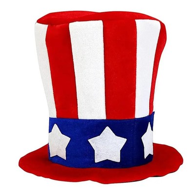Party Samt Hut Rot Weiß Blau Flagge Uncle Sam Zylinder Accessoire