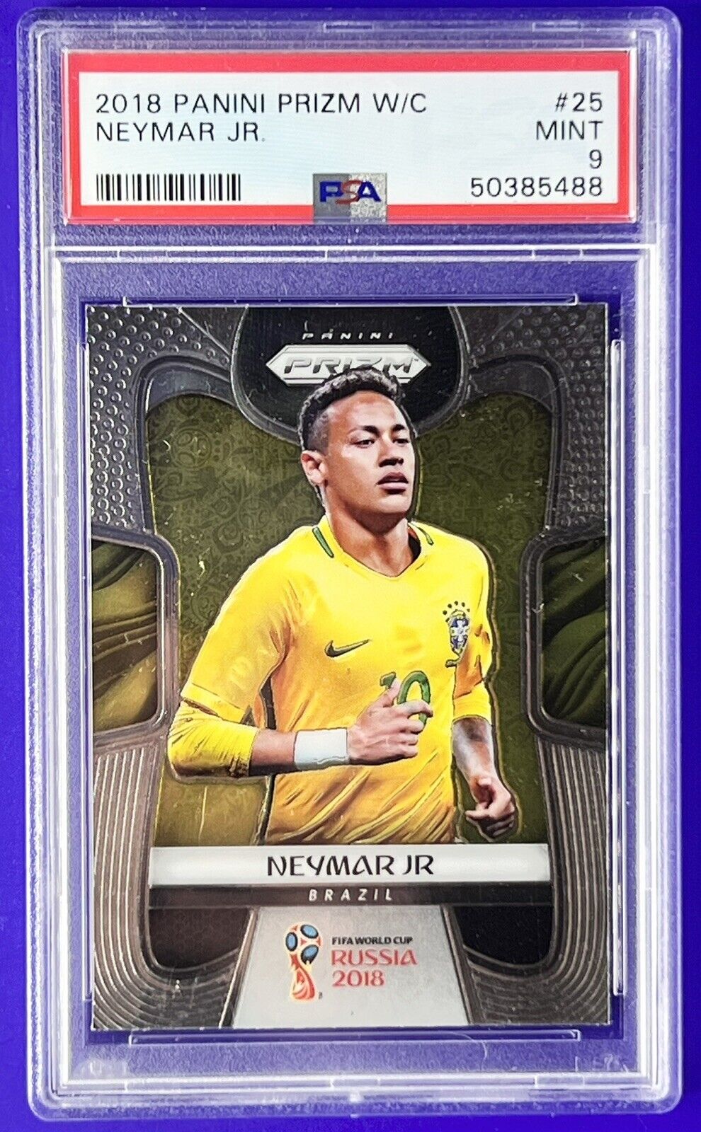 2018 Panini Prizm World Cup Hyper Prizm Neymar Jr Brazil PSA 9 MINT