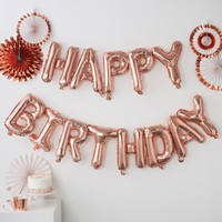 Girlande Happy Birthday Folienballon RoséGold Geburtstag Deko HäNgedekoration