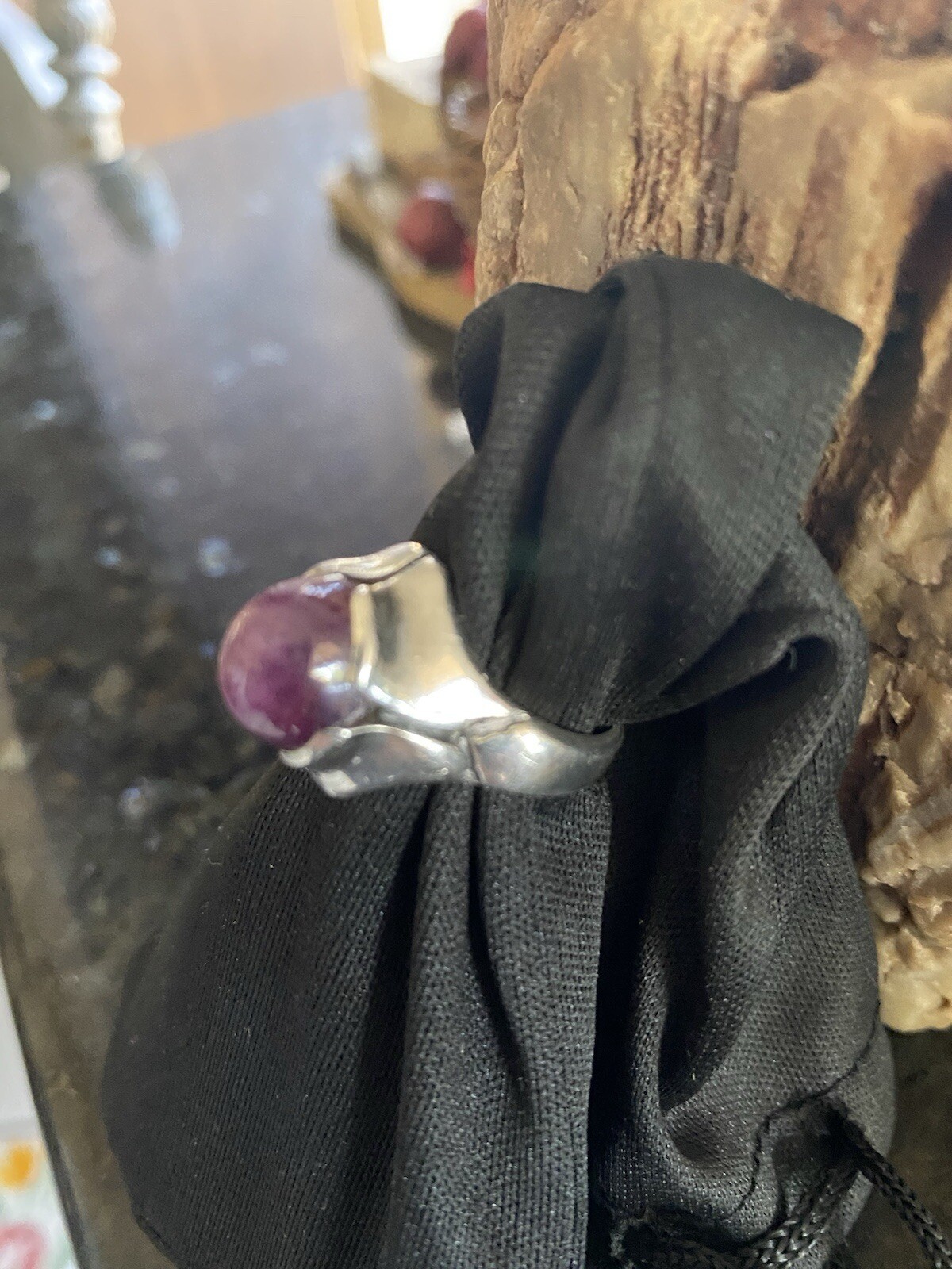 Star Ruby Large domed natural red ruby sterling s… - image 5