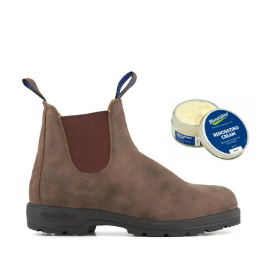 Blundstone 584 Rustic Brown Nubuck Leather Australian Chelsea Boots With Cream