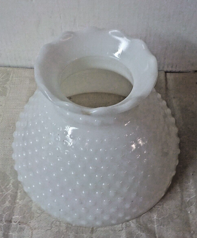 Vtg Hobnail White Milk Glass Lamp Shade Student Oil Kerosene Hurricane
