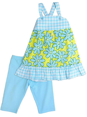 Sweet Potatoes Little Girls Kiwi Babydoll Tunic and Legging Set - NWT