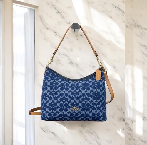 COACH Laurel Shoulder Bag Signature Denim Denim/Natural CY702 Outlet NEW #GBS