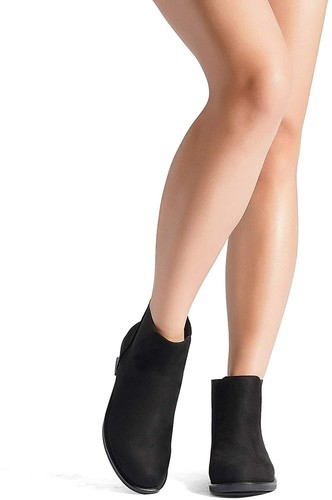 Women Classic Round Toe Low Heel Boots Warm Fur Lining Ankle Boots Slip On Shoes - Picture 6 of 37