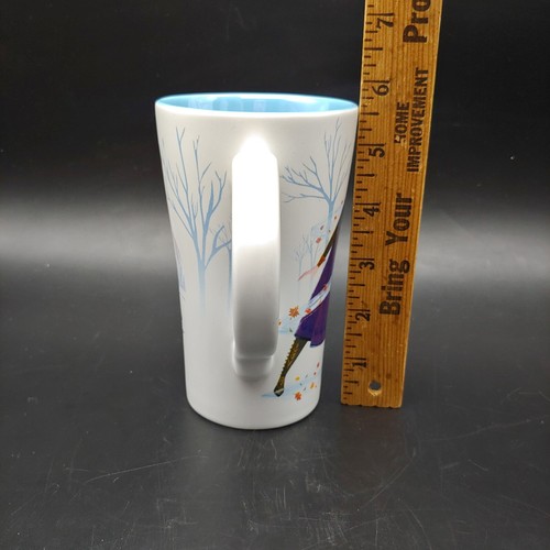 Disney Frozen Elsa & Anna Coffee Mug - 14oz Large Blue White Winter Forest Horse - Picture 3 of 8