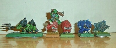 5 Warhammer  Orcs & Goblins Night Goblin Squig 1 HERDER Painted Metal OOP......H