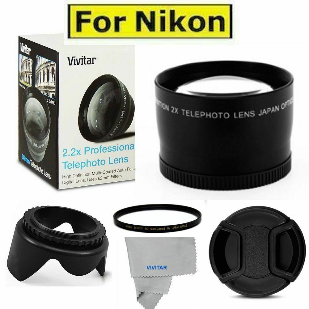 Nikon D3300 Good Zoom Lens For Nikon 52MM TELEPHOTO ZOOM LENS +LENS HOOD  +UV FILTER FOR NIKON
