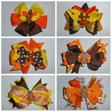 NEW Thanksgiving Turkey Girls 4-Inch Hair Bow Clip