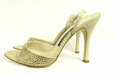 Vero Cuoio Italy Women's Beige Suede Crystal Shoes Retail 420