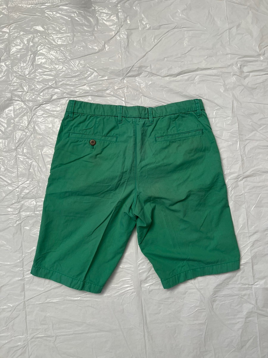 Uniqlo Mens Chino Shorts Green Flat Front 100% Cotton Size L 34