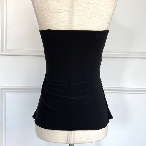 Amanda Adams Couture Strapless Top Sz Small Hand Beaded Lace Black Embroidered - Picture 5 of 9