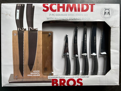 ミンチ#22 プレート、ナイフセット Schmidt Brothers, Cutlery 22-Series 7-Piece Magnetic Knife Block